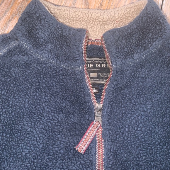 TRUE GRIT zip neck gray blue fleece pullover/MM - Picture 3 of 7